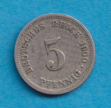  Kaiserreich 5 Pfennig 1900 D   