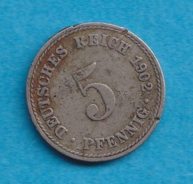  Kaiserreich 5 Pfennig 1902 A   