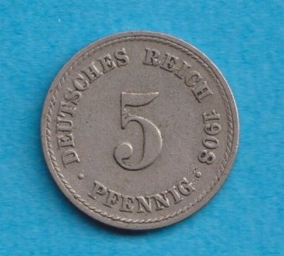  Kaiserreich 5 Pfennig 1908 A   
