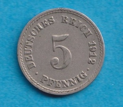  Kaiserreich 5 Pfennig 1912 A   