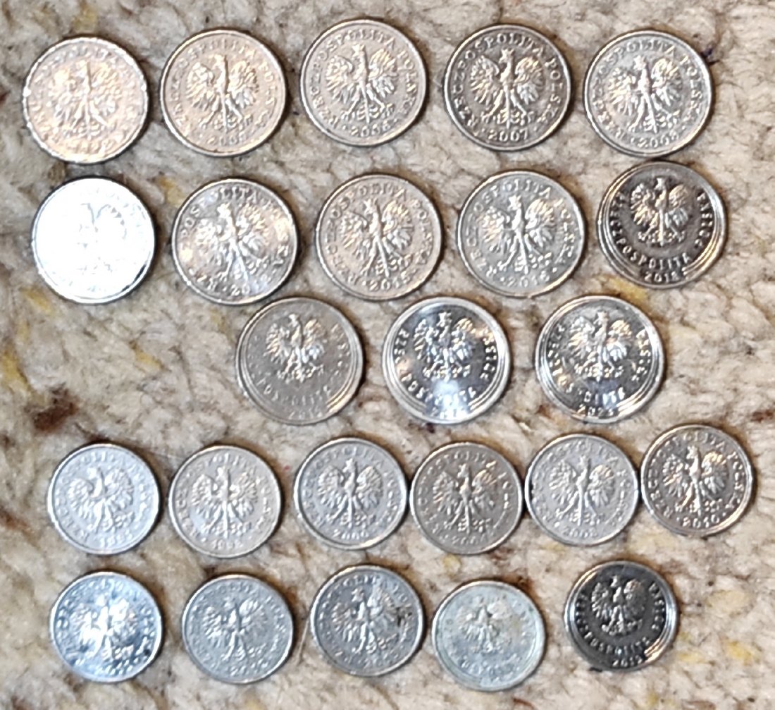  Set 047: Polen Münzlot mit 13 x 20 Groszy und 11 x 10 Groszy   