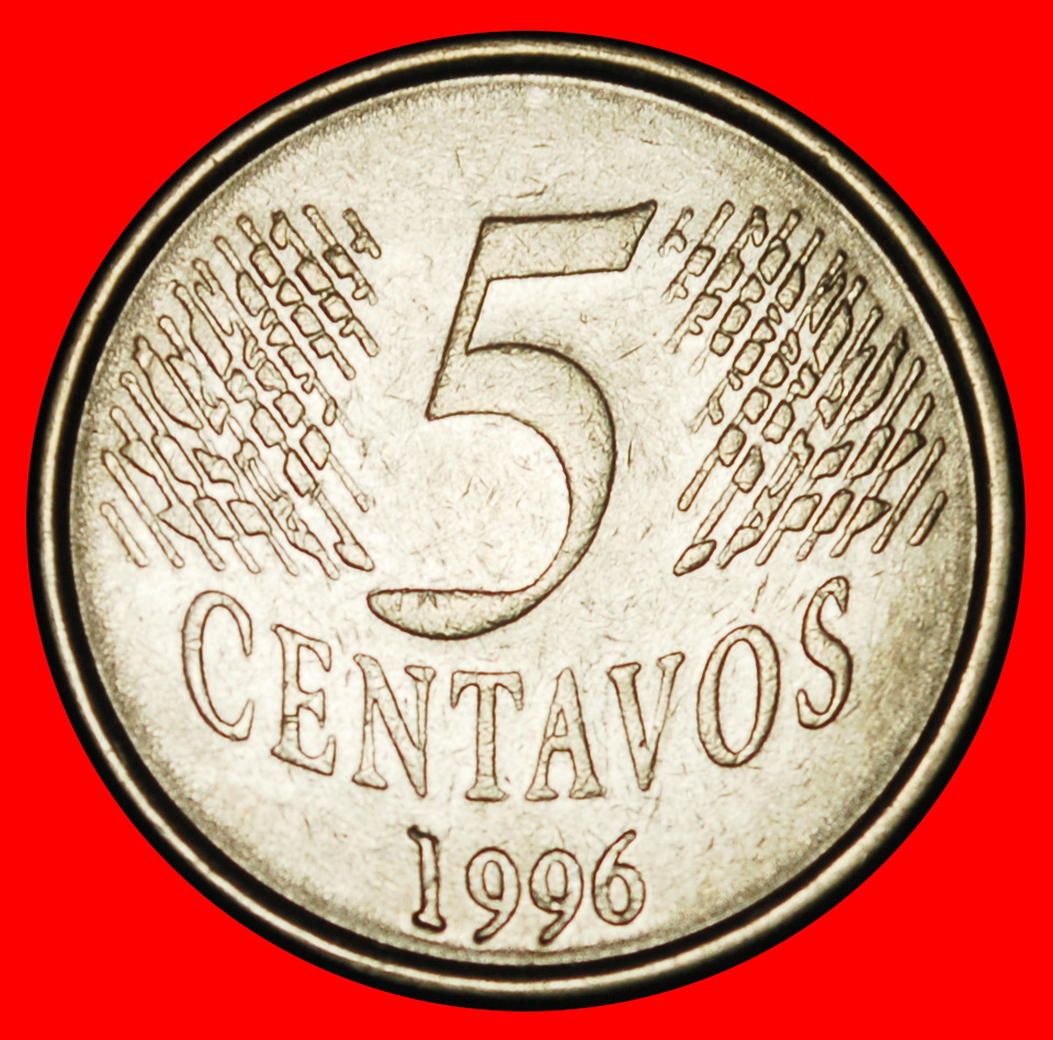  Ⰺ LORBEERKOPF (1994-1997): BRASILIEN ★ 5 CENTAVO 1996! STEMPEL I KEIN KLEINER KOPF!★OHNE VORBEHALT!   