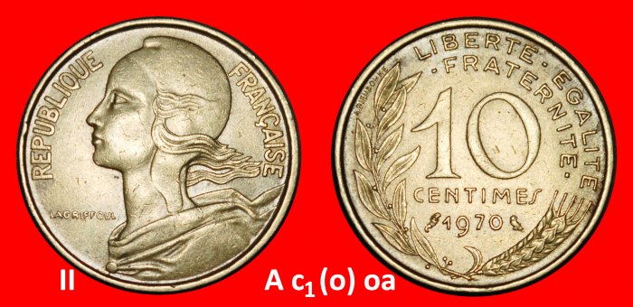  Ⰺ OWL (1962-2001): FRANCE ★ 10 CENTIMES 1970 DISCOVERY COIN!★LOW START ★ NO RESERVE!   