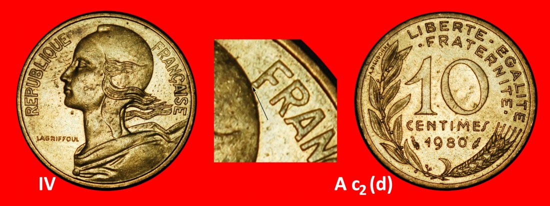  Ⰺ DOLPHIN (1962-2001): FRANCE ★ 10 CENTIMES 1980 2 DISCOVERY COINS!★LOW START ★ NO RESERVE!   