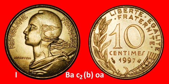 Ⰺ BEE (1962-2001): FRANCE ★ 10 CENTIMES 1997 JUST PUBLISHED!★LOW START ★ NO RESERVE!   