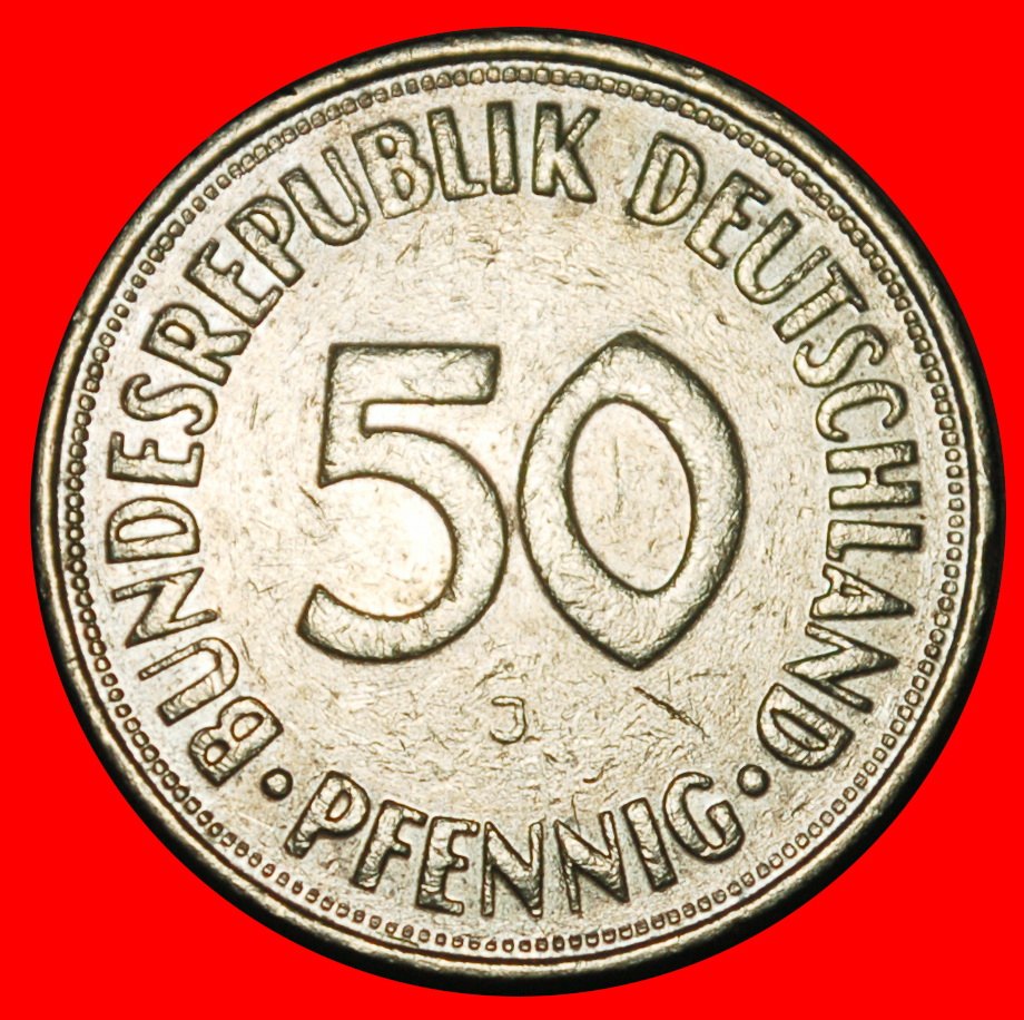  Ⰺ NOT COMMUNIST TYPE (1949-2001): GERMANY★ 50 PFENNIGS 1969J HAMBURG! I1 B r★LOW START ★ NO RESERVE!   