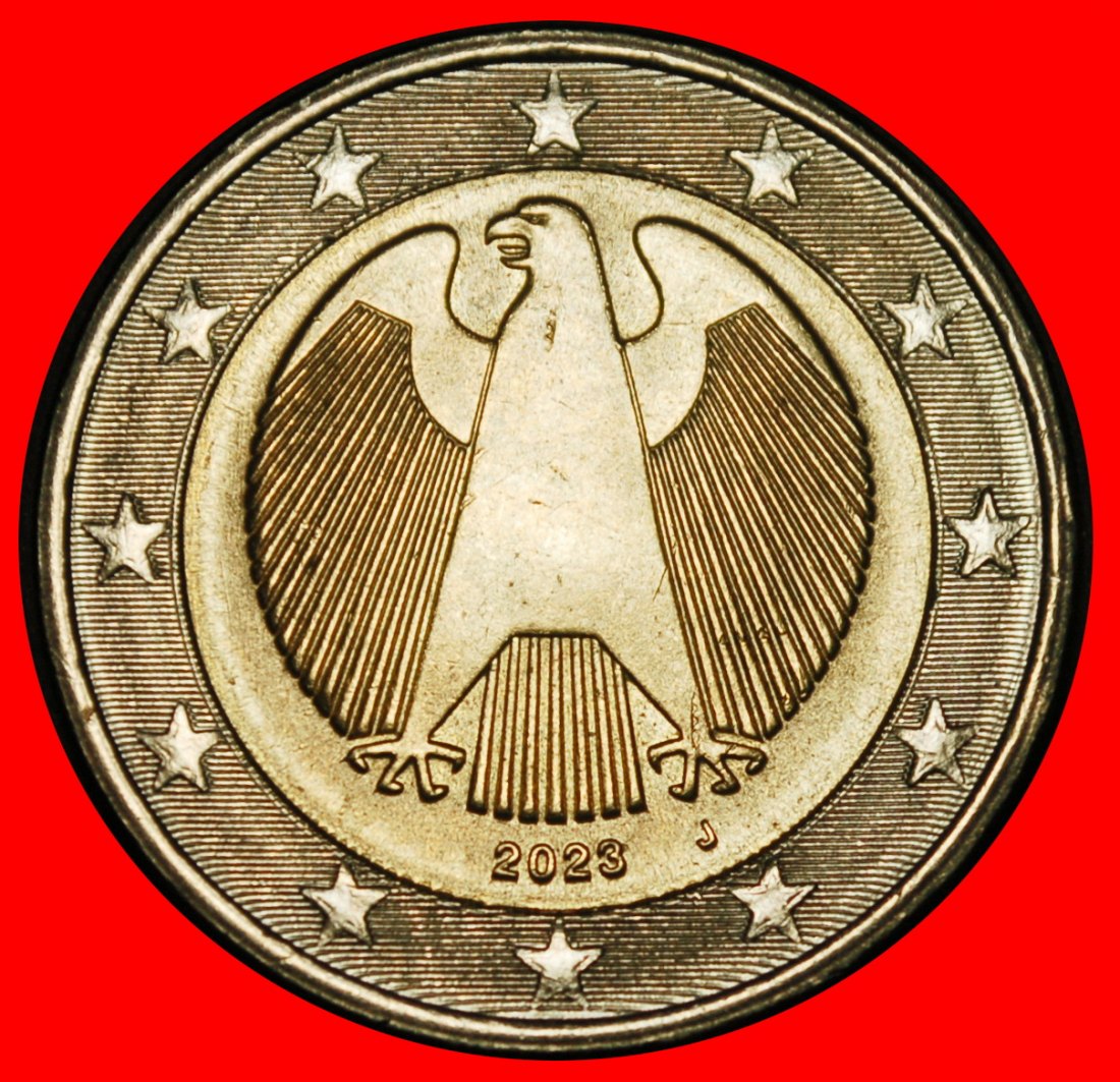  Ⰺ NON-PHALLIC (2008-2026): GERMANY ★2 EUROS 2023J HAMBURG! DIE I! UNC LUSTRE★LOW START ★ NO RESERVE!   