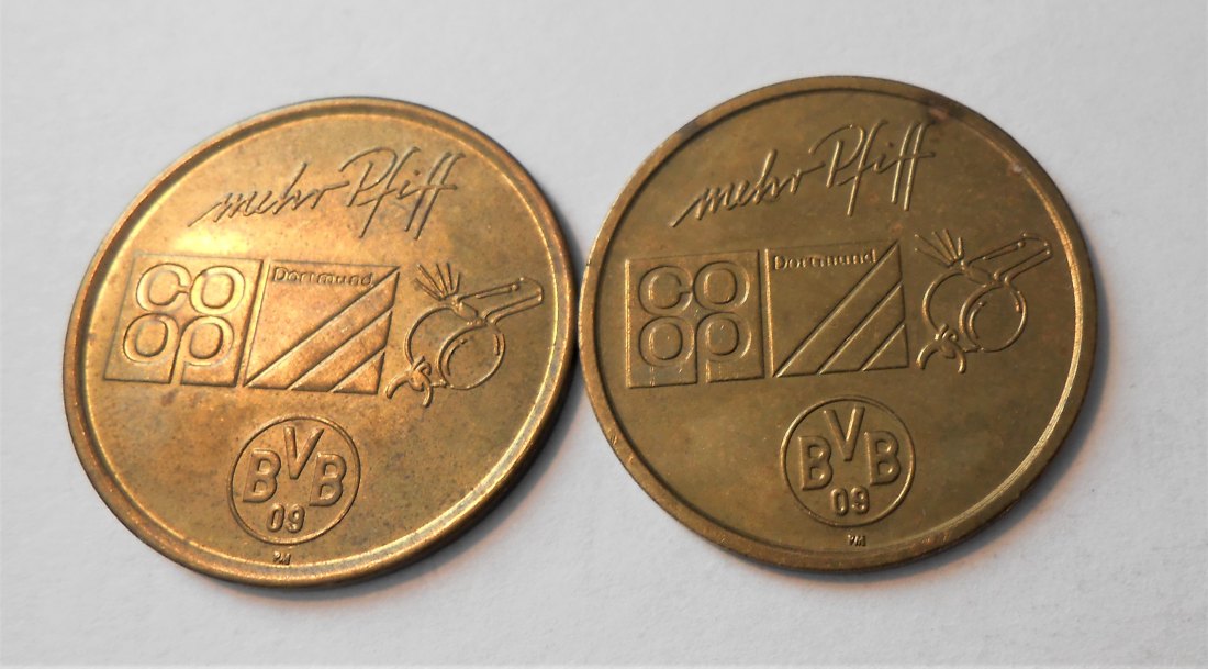  #MED41 Medaille Shell Borussia Dortmund 2 Stück Motiv BVB 09 Fußball   