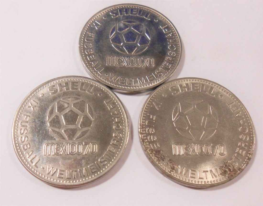  #MED43 Medaille Deutschland 3 Stück FIFA-WM Mexico 1970 Shell   