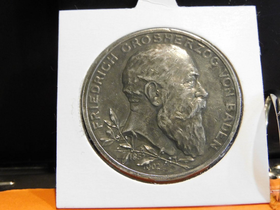  GERMANY 5 MARK 1902 BADEN.GRADE-PLEASE SEE PHOTOS.   