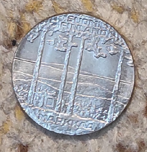  Finnland 10 Markkaa 1975, SILBER, Geburt von Präsident Urho Kekkonen   