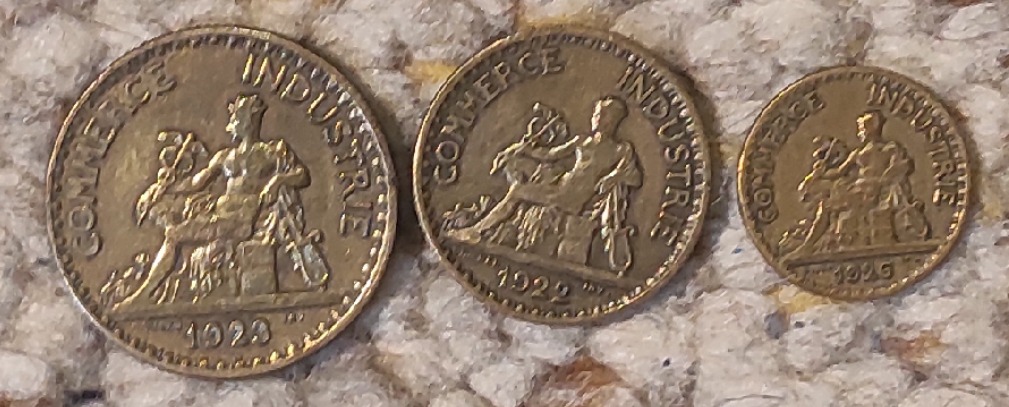  d018: Frankreich kleines Münzlot bestehend aus  50 Centimes. 1 und 2 Francs   