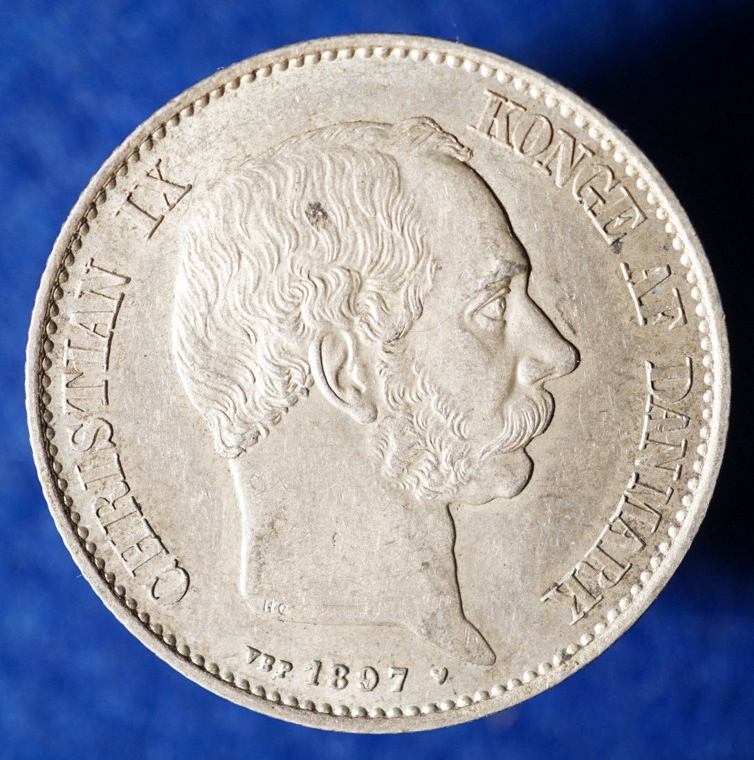  Dänemark, 2 Kroner 1897, VBP, Erhaltung!   