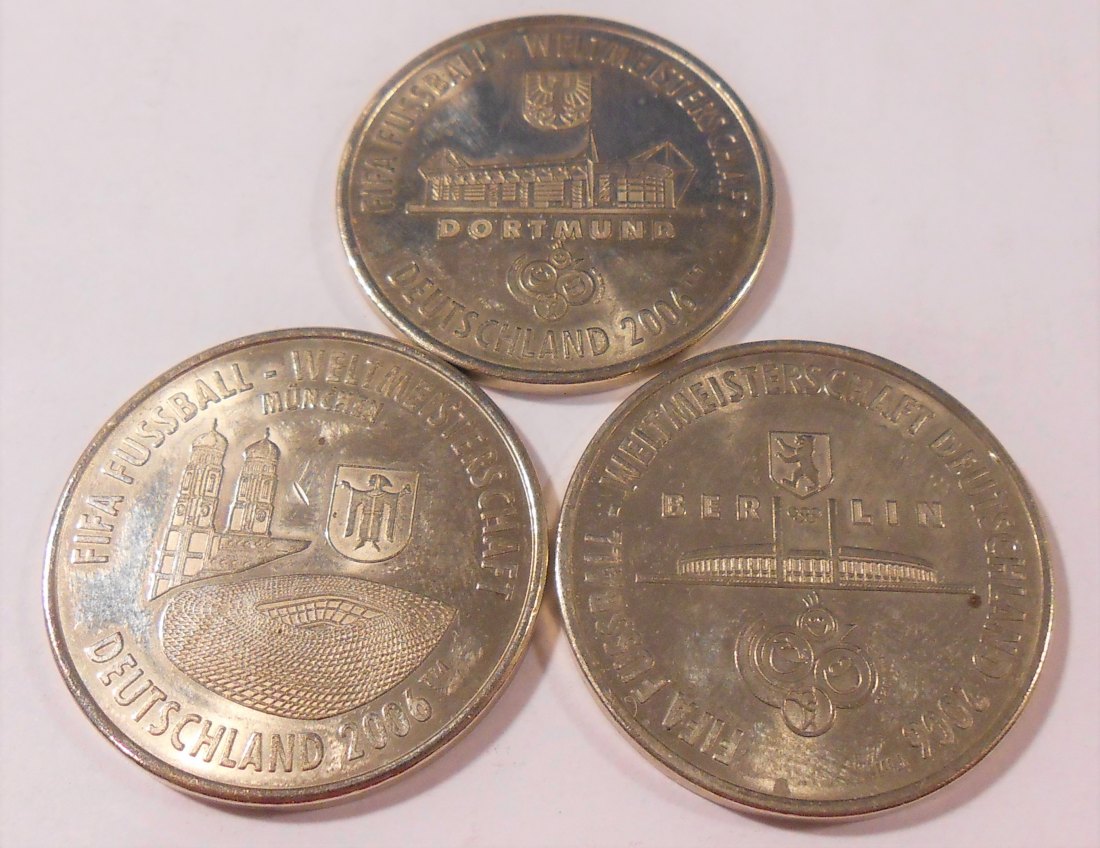  #MED44 Medaille Deutschland 3 Stück Städte der FIFA-WM Deutschland 2006   