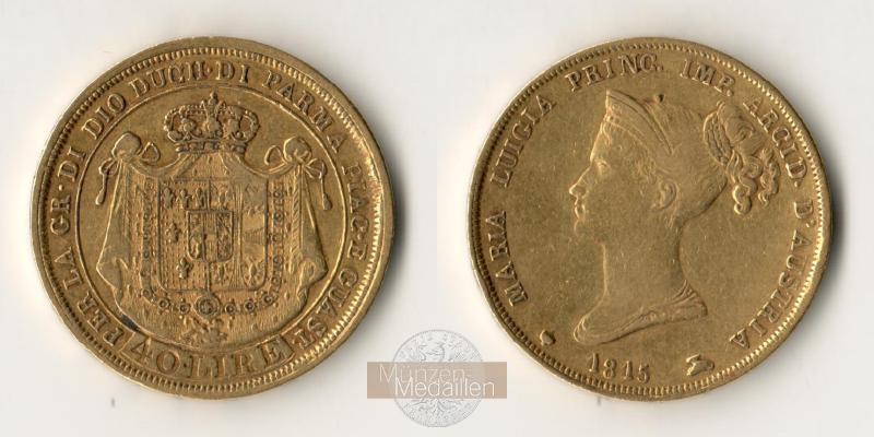  Italien, Maria Luigia.  40 Lire 1815  MM-Frankfurt Fr#933   Feingold: 11,62g   