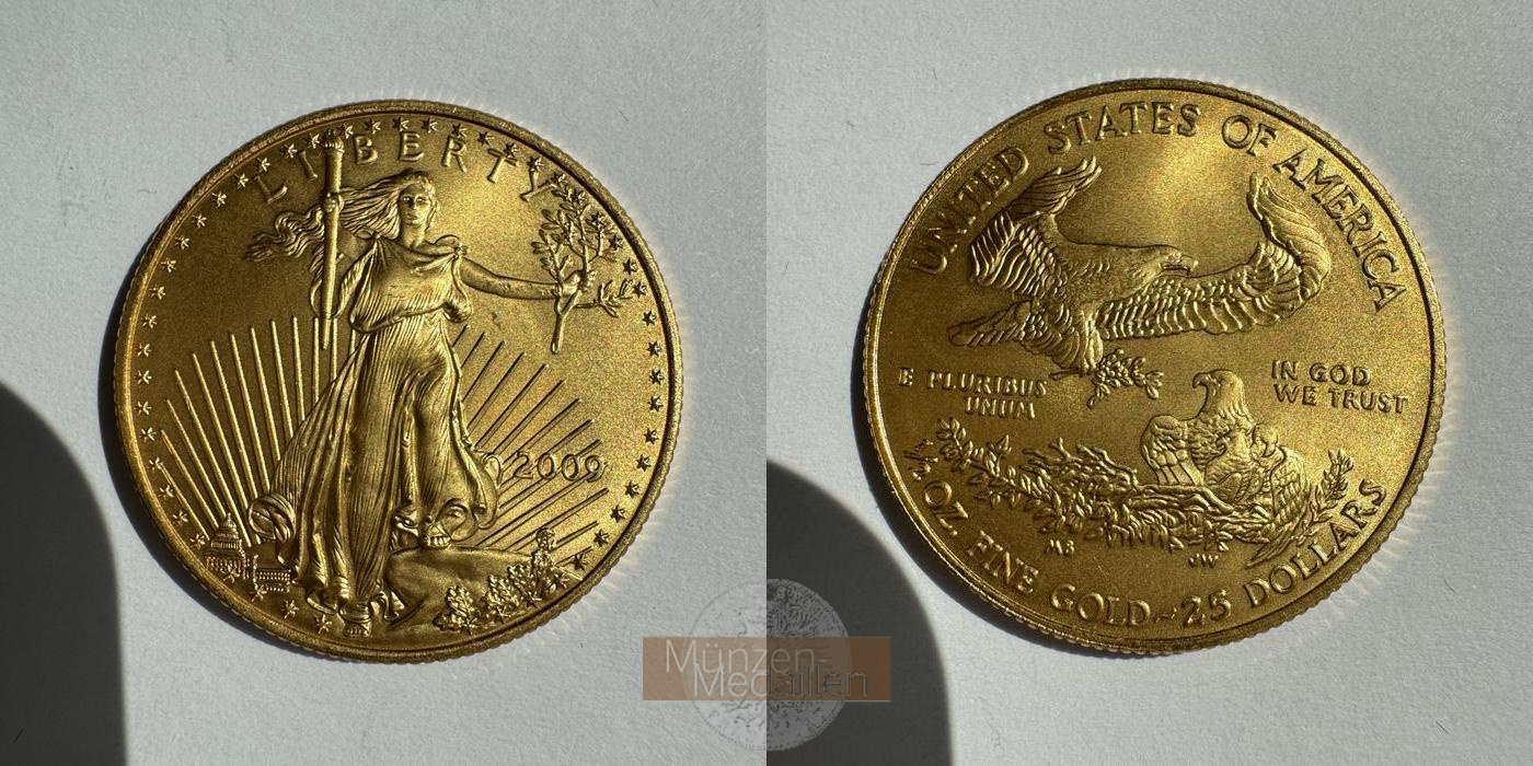  USA 25 Dollars American Gold Eagle 2009 (1986-2021) MM-Frankfurt KM#218 Feingold: 15,558g   