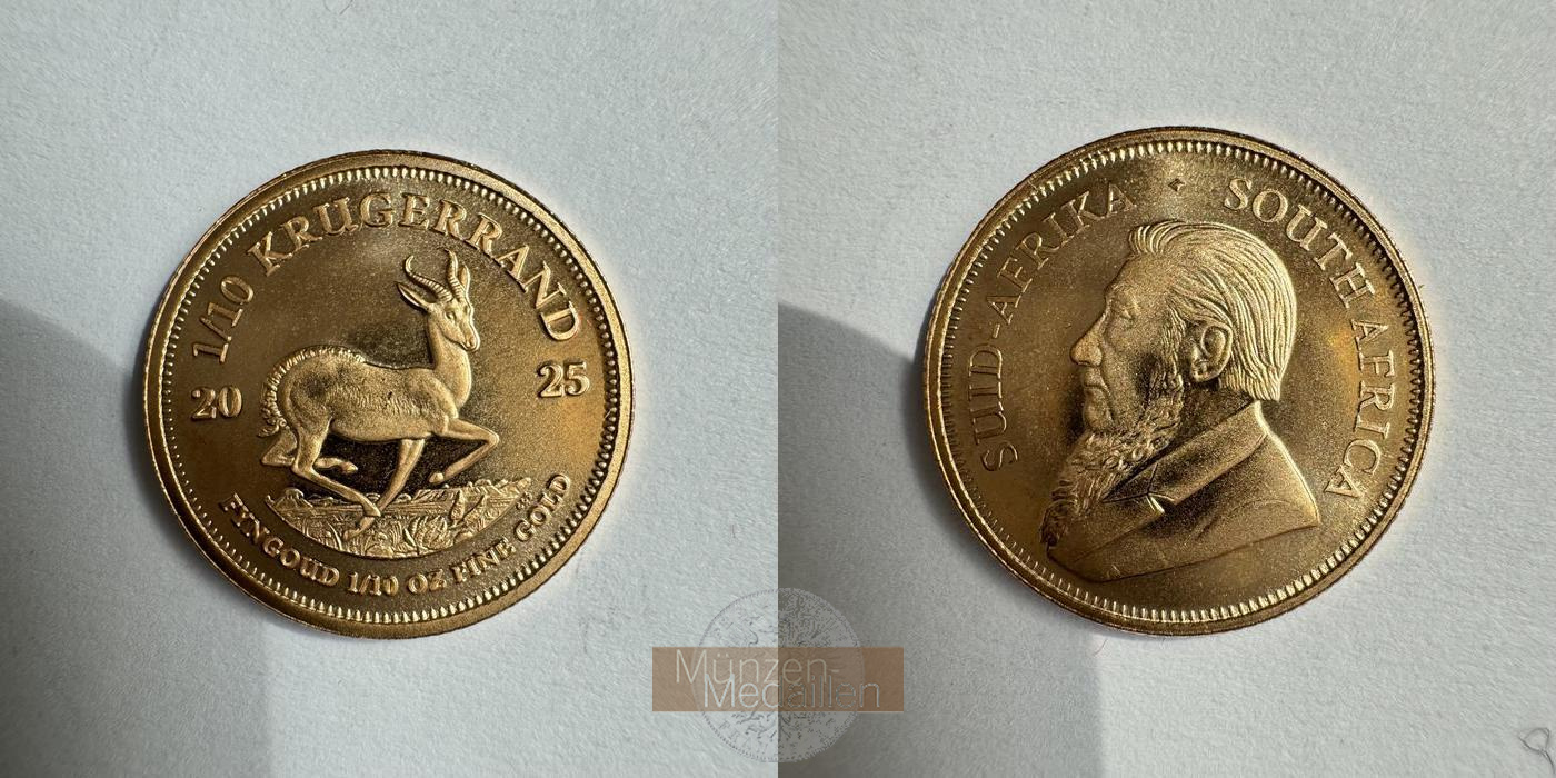 Süd Afrika MM-Frankfurt KM#105 Feingold: 3,11g 1/10 Ounce Krugerrand 2025 