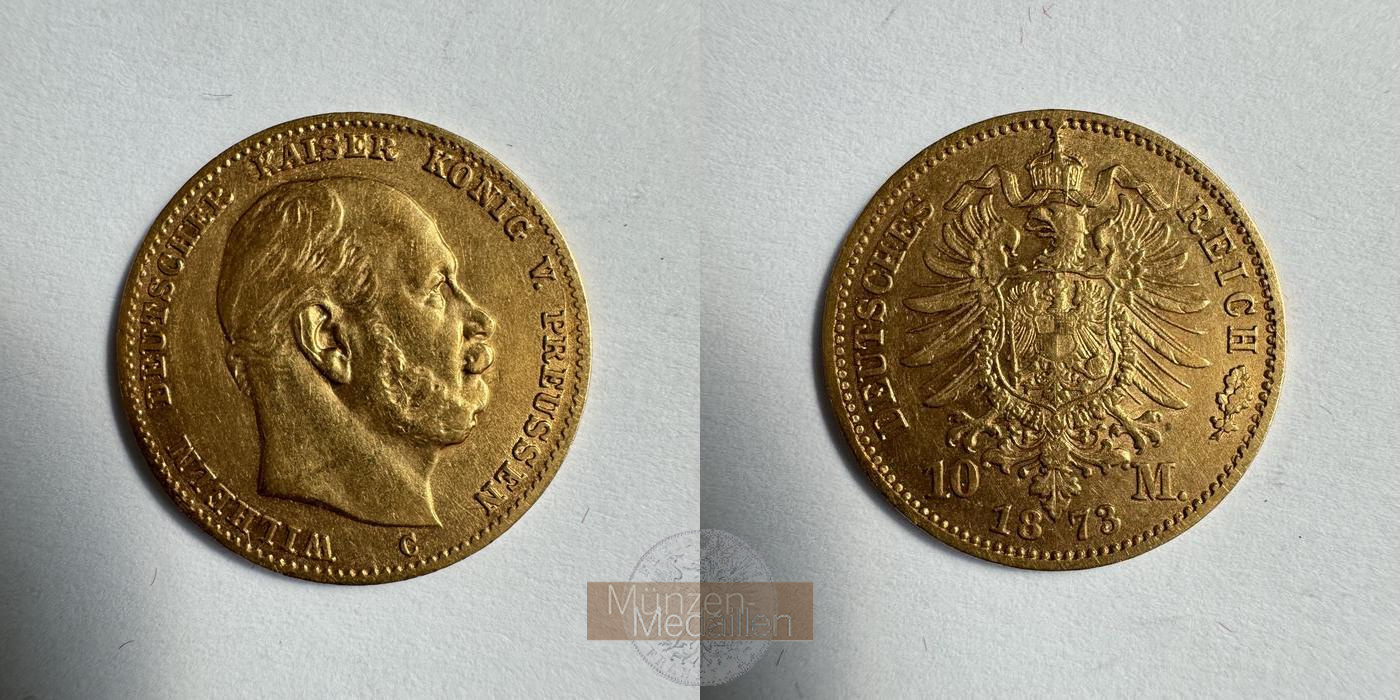 Dt. Reich Preußen, MM-Frankfurt Feingold: 3,584g 10 Mark William I 1873 C 