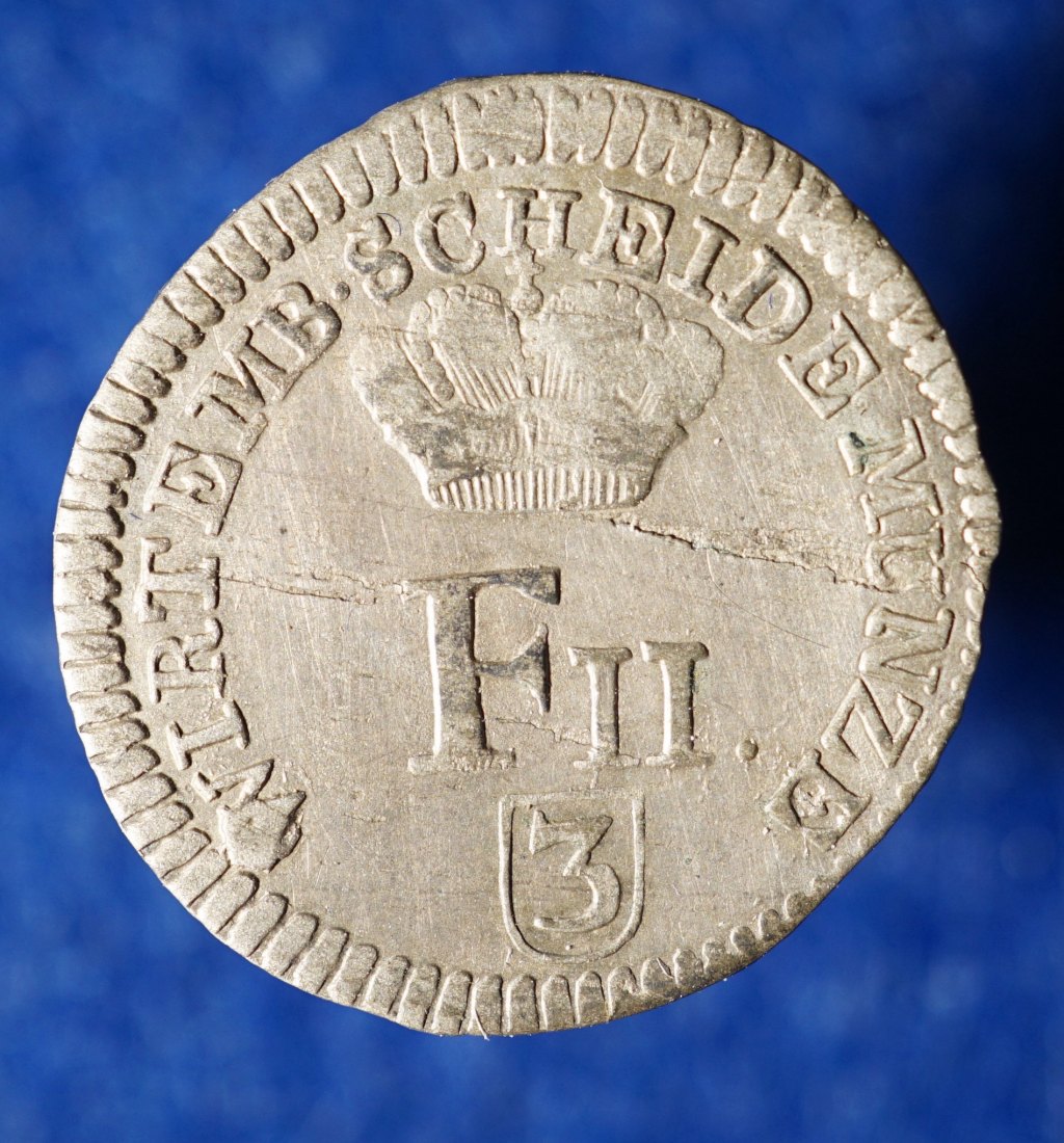  Württemberg, 3 Kreuzer 1798, selten, Erhaltung!   