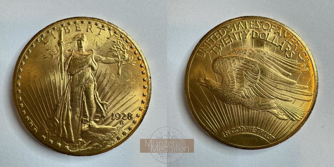  USA 20 Dollars 1928 St. Gaudens - Double Eagle, with motto.  MM-Frankfurt KM#131 Feingold: 30,1g   