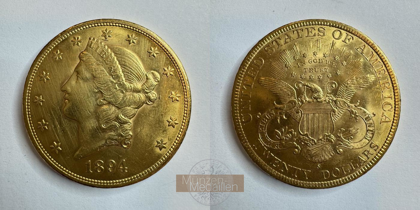  USA 20 Dollars 1894 Liberty Head - Double Eagle, With motto MM-Frankfurt KM#74.3 Feingold: 30,1g   
