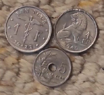  d019: Belgien Kleines Lot mit 3 älteren Münzen   