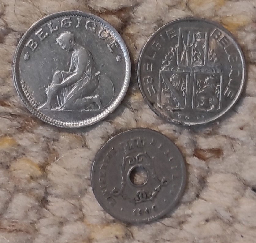  d019: Belgien Kleines Lot mit 3 älteren Münzen   