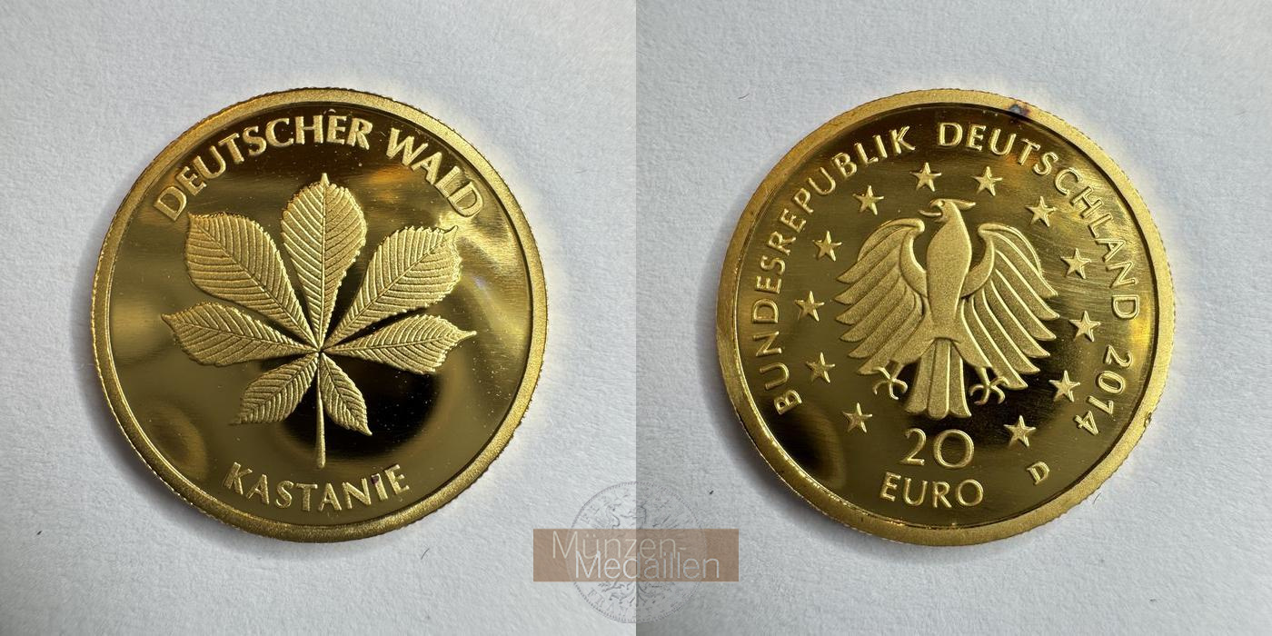BRD   20 Euro MM-Frankfurt  Feingold: 3,89g 20-Euro - Deutscher Wald - Kastanie 2014 D 