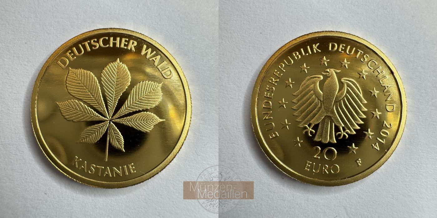 BRD   20 Euro MM-Frankfurt  Feingold: 3,89g 20-Euro - Deutscher Wald - Kastanie 2014 F 