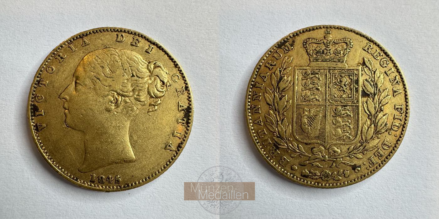  UK 1 Sovereign Victoria (Shield) 1845 (1838-1874) MM-Frankfurt KM#736 Feingold: 7,33g   