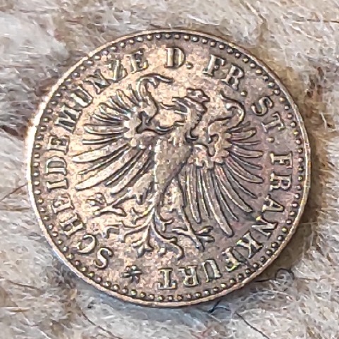  Frankfurt 1 Kreuzer 1862, SILBER, sehr guter Erhalt   