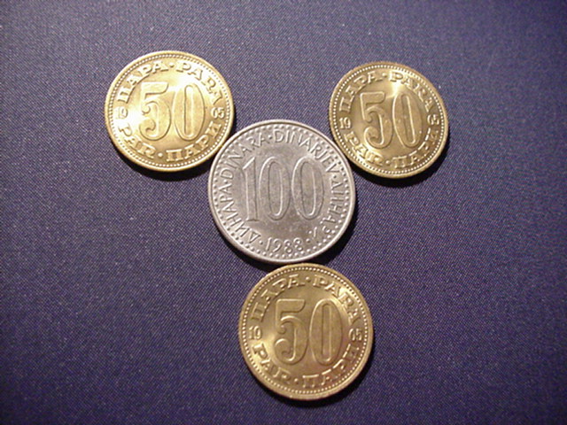  Jugoslawien 100 Denar /3 x 50 Para   