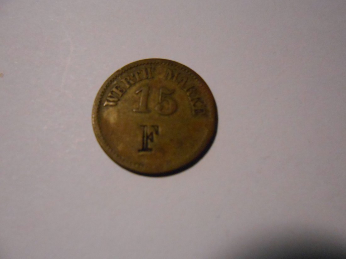  #MED73 Wertmarke 15 Pf. (Jeton)„WERTH-MARKE“, Punzierung F   