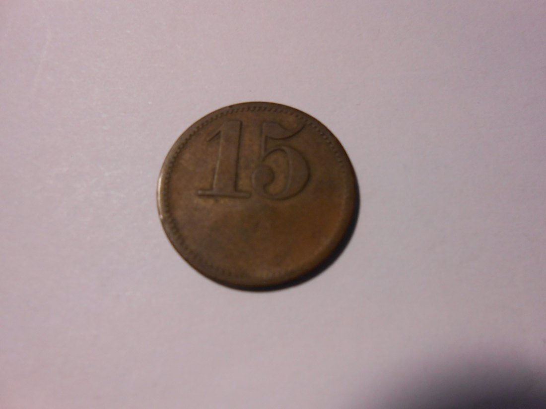  #MED73 Wertmarke 15 Pf. (Jeton)„WERTH-MARKE“, Punzierung F   