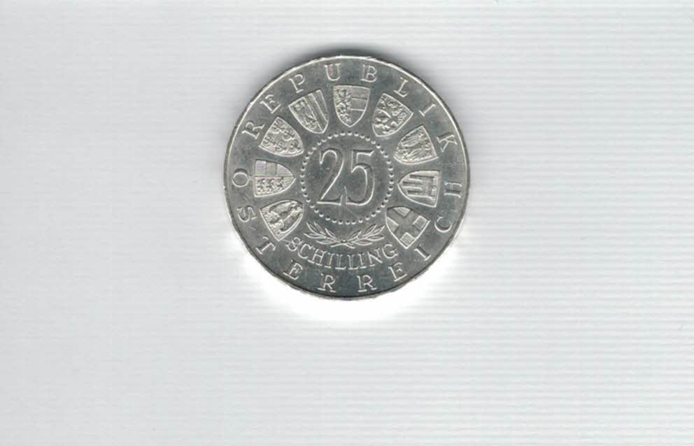  25 Schilling 1957 800 Jahre Mariazell 10,4g fein Ag Gedenkmünze Österreich Spittalgold9800 (04588/3)   