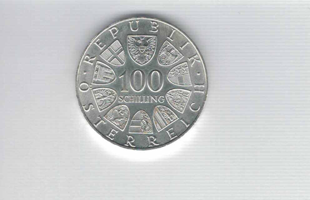  100 Schilling 1974 Olympische Winterspiele 1976 Innsbruck 15,36 Fein silber Österreich (01914/1)   