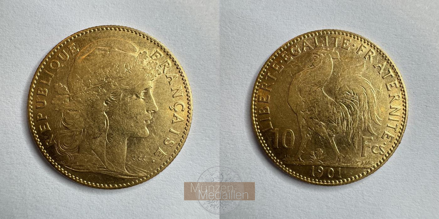  Frankreich 10 Francs 1901 (1899-1914) MM-Frankfurt KM#846 Feingold: 2,903g   