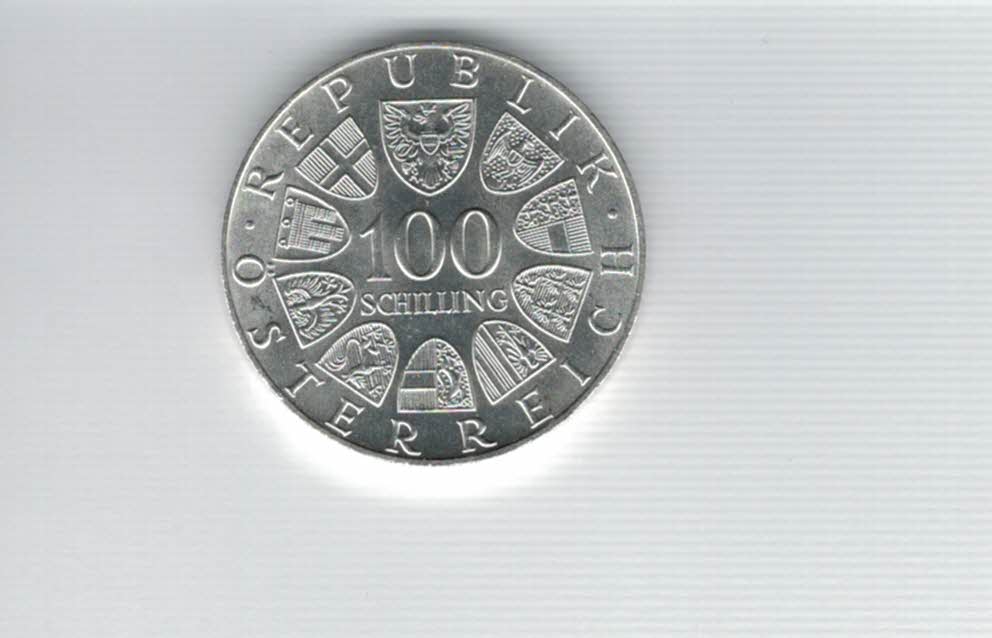  100 Schilling 1975 Johann Strauss silber 15,36g fein Österreich Spittalgold9800 (01914/2)   
