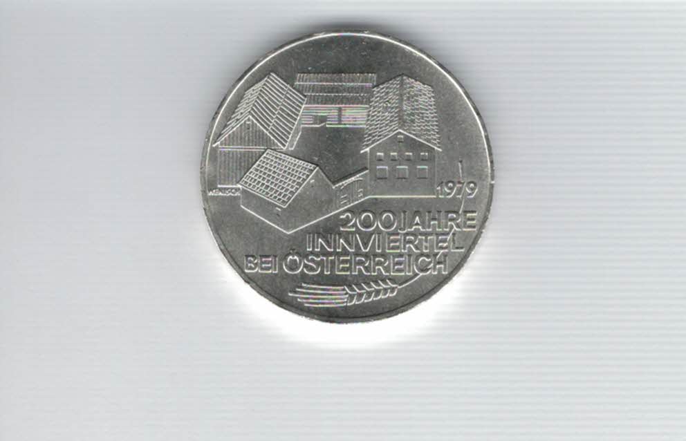  100 Schilling 1979 200 Jahre Innviertel bei Österreich Ag 15,36g fein Spittalgold9800 (01914/22   
