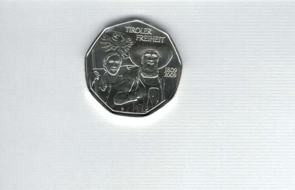  5 Euro 2009 Tiroler Freiheit silber 8g fein Österreich Spittalgold9800 (04974/15)   