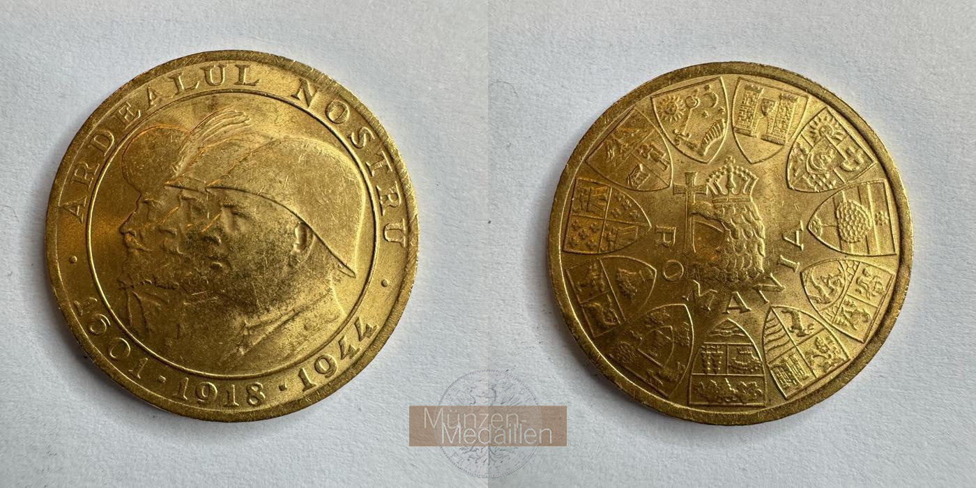  Rumänien, Michael I. 1940-1947.  20 Lei 1944 - drei Könige MM-Frankfurt Feingold: 5.81g   