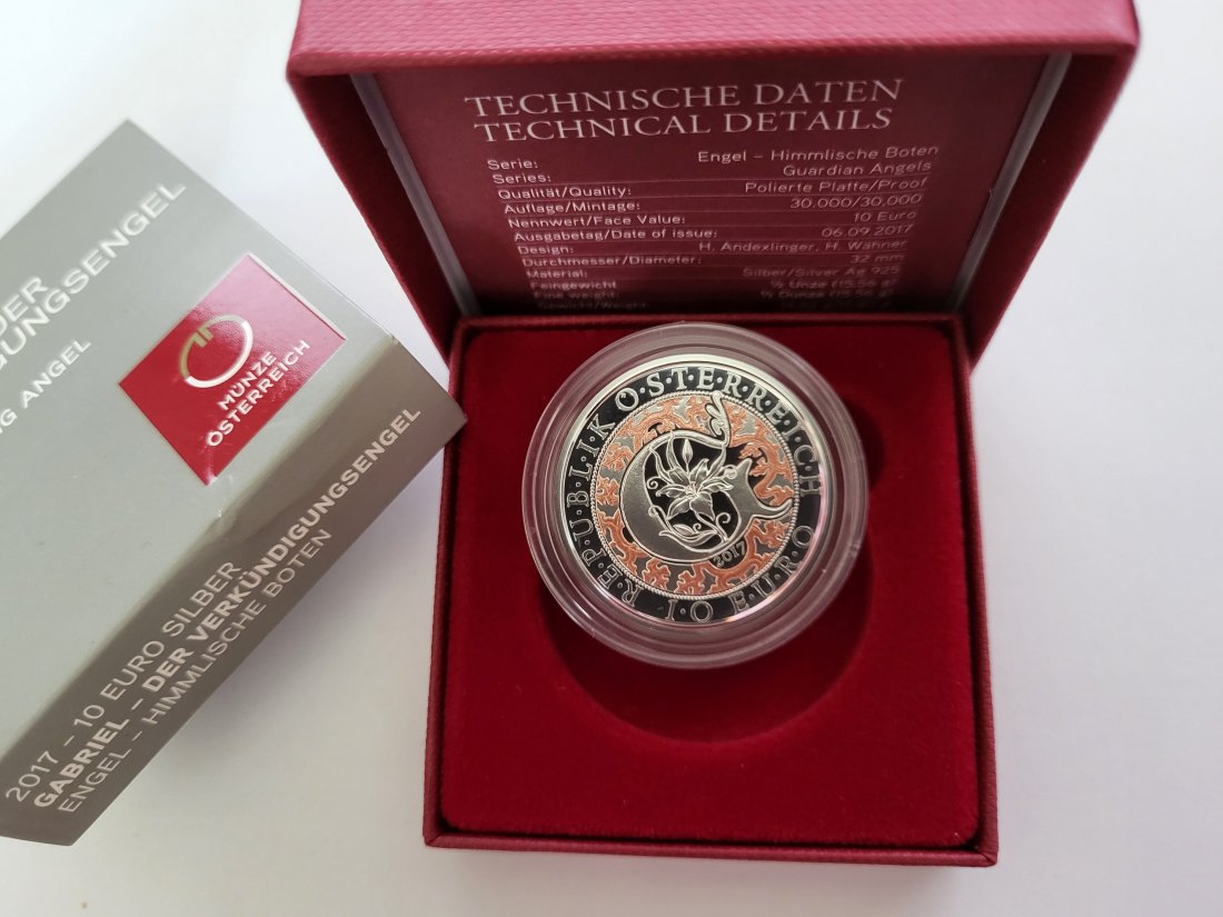 10 Euro 2017 Gabriel Der Verkündungsengel silber 925/15,56g fein Österreich Spittalgold9800 (4971   