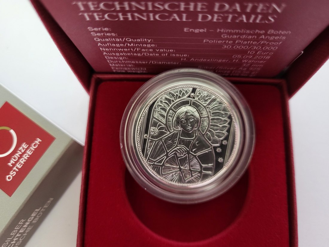  10 Euro 2018 Uriel Der Lichtengel silber 925/15,56g fein Österreich Spittalgold9800 (4971   