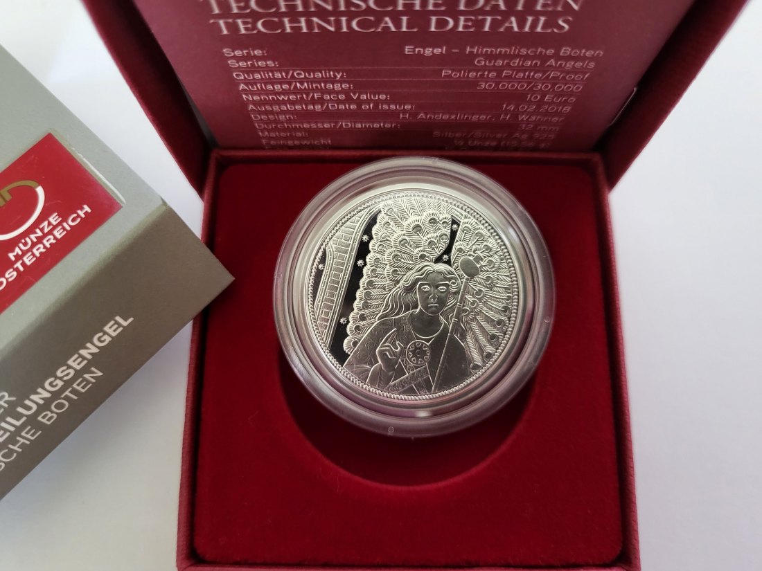  10 Euro 2018 Raphael Der Heilungsengel silber 925/15,56g fein Österreich Spittalgold9800 (4971   