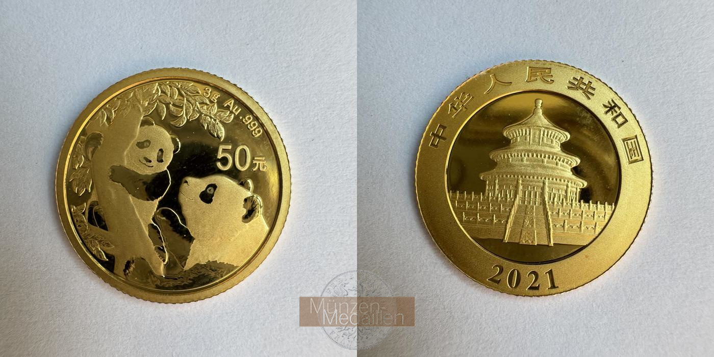 China MM-Frankfurt N#288116 Feingold: 3g 50 Yuan (Panda) 2021 