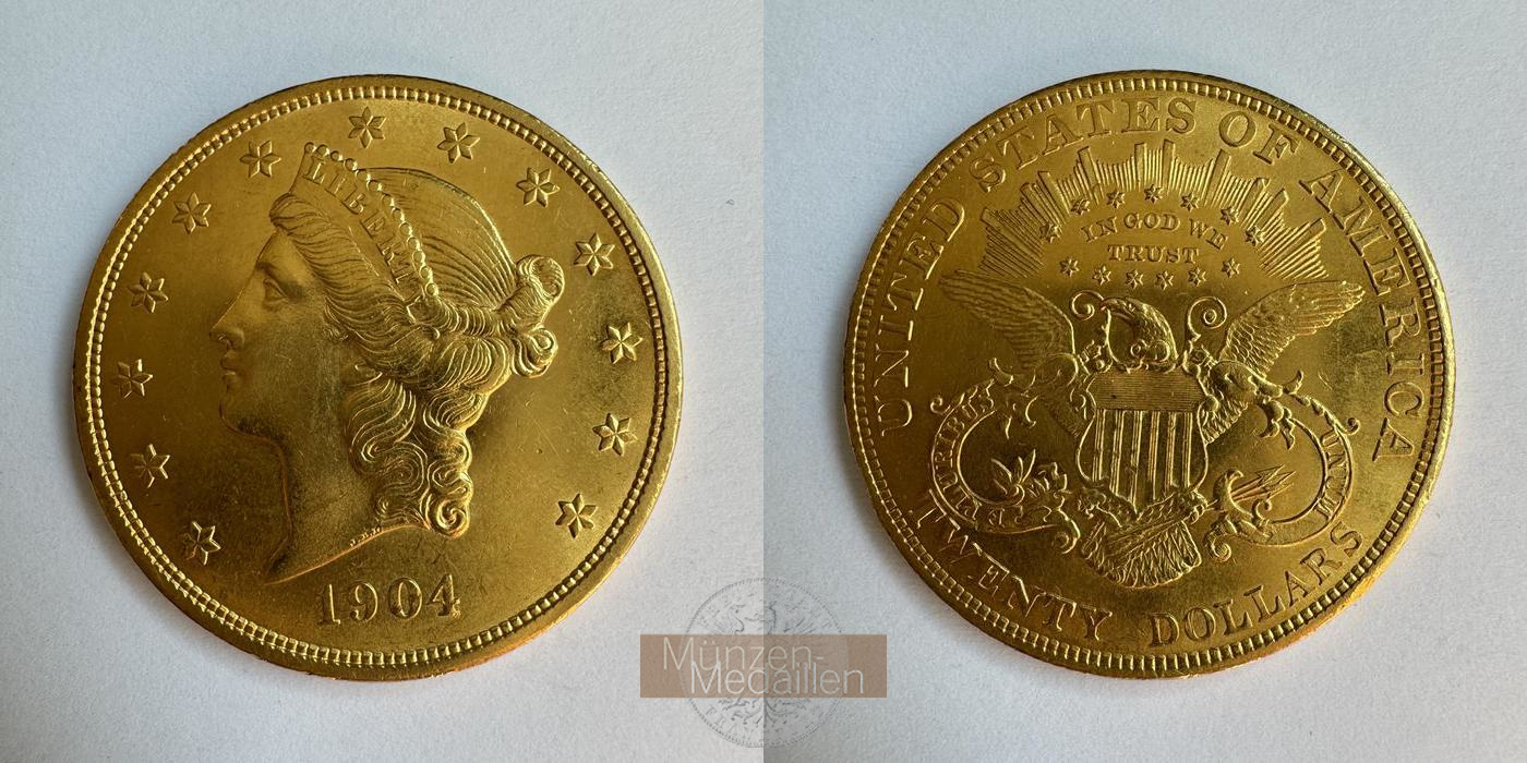  USA 20 Dollars 1904 Liberty Head - Double Eagle, With motto MM-Frankfurt KM#74.3 Feingold: 30,1g   
