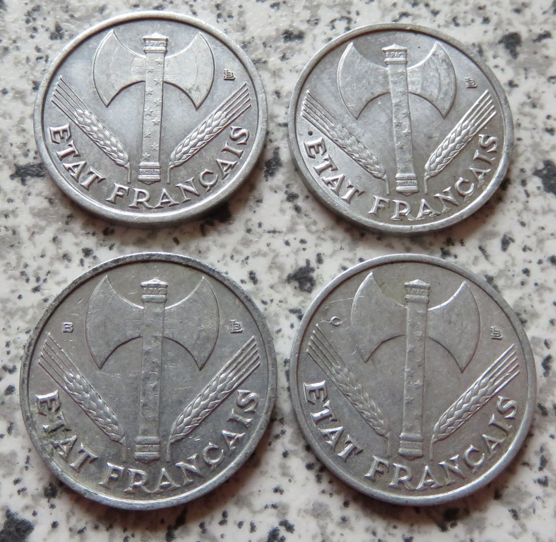  Frankreich 50 Centimes 1942, 1943, 1944 B und 1944 C   