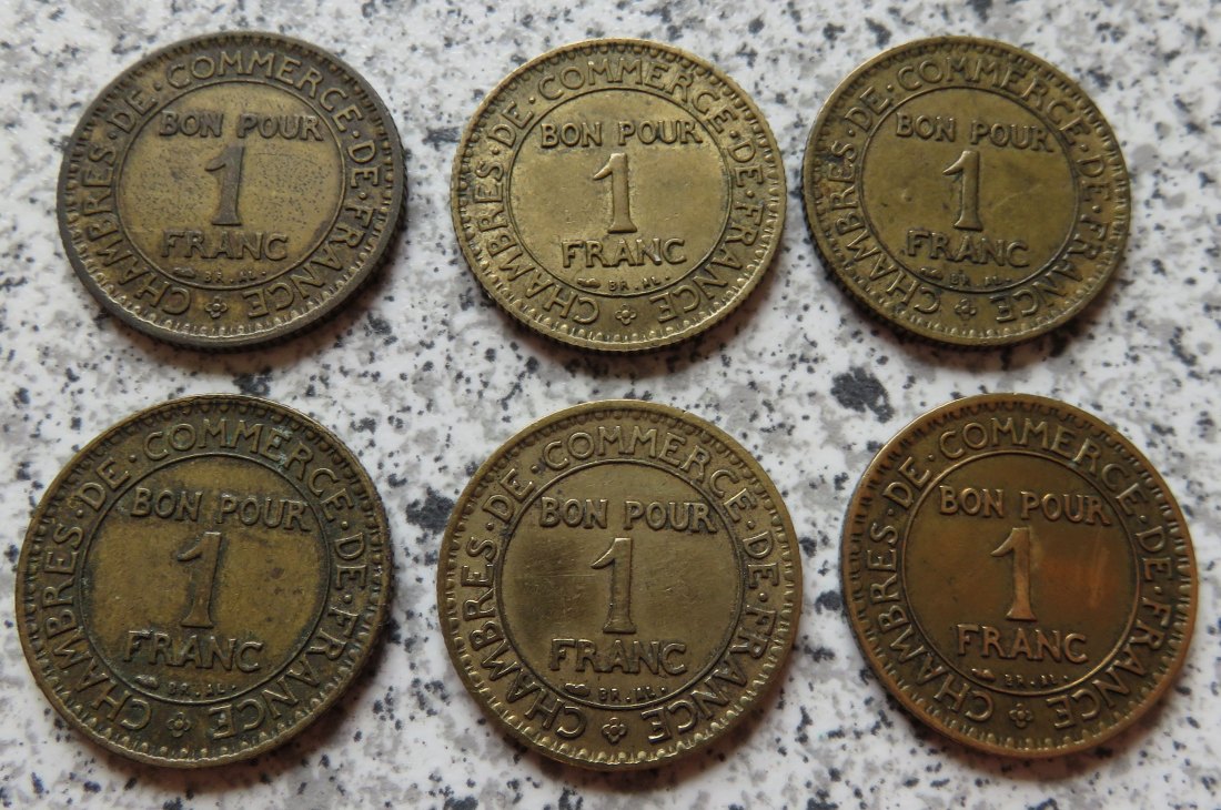  Frankreich 1 Franc 1920, 1922, 1923, 1924, 1925 und 1927   