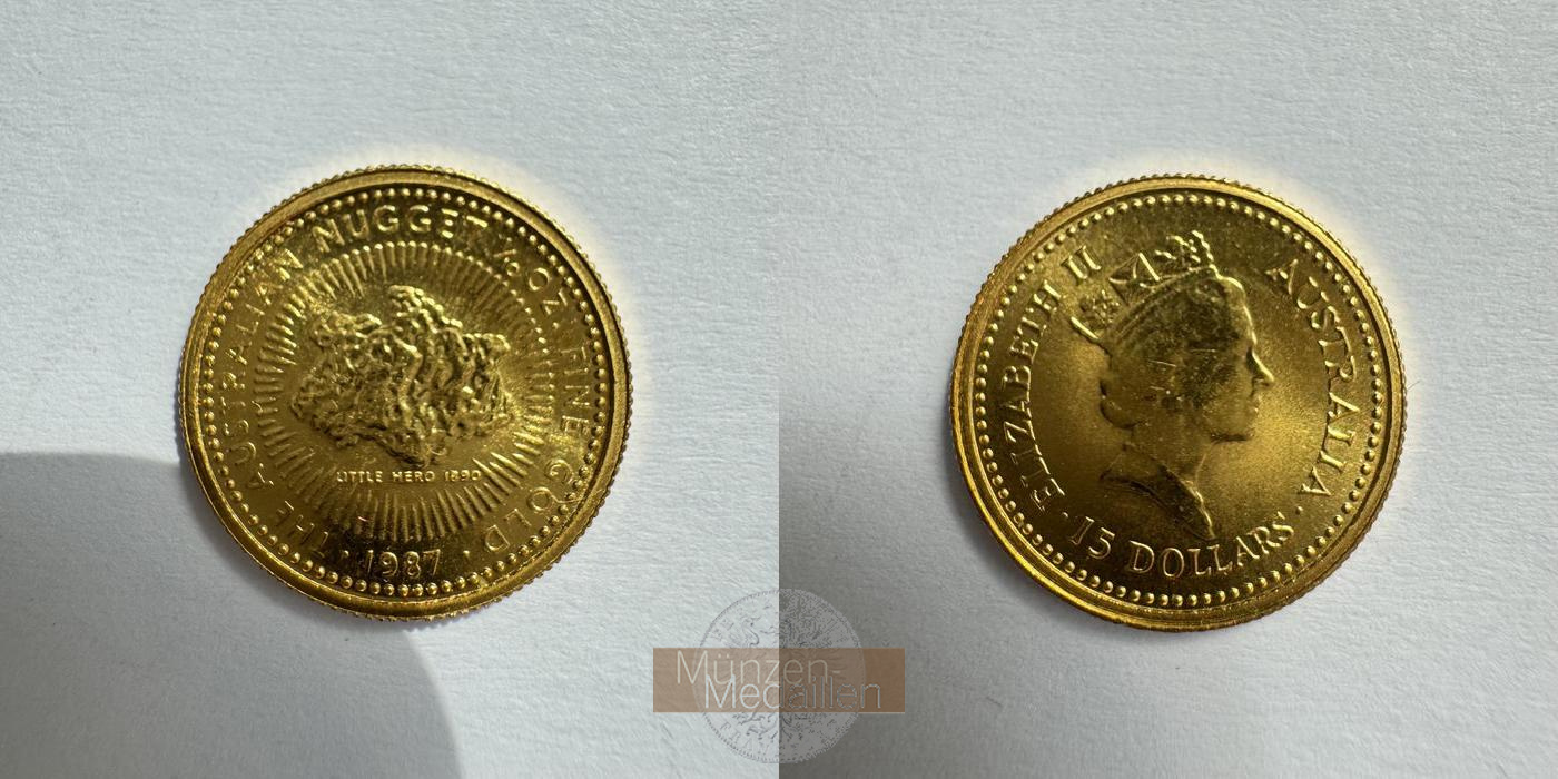  Australien 15 Dollars Little Hero (Aus Nugget) 1987 (1986-89) MM-Frankfurt KM#89 Feingold: 3,135g   