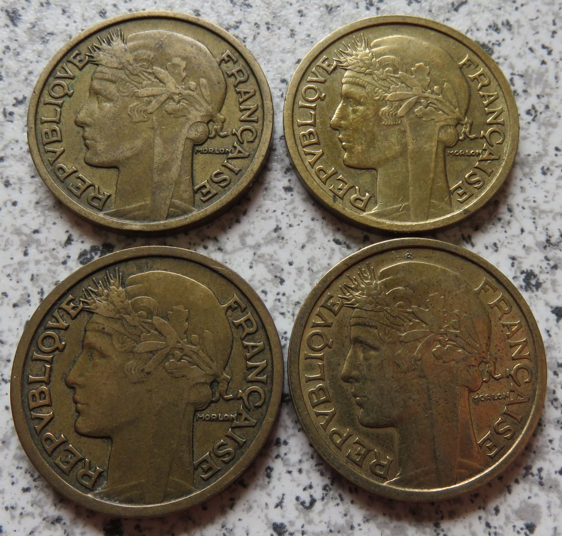  Frankreich 2 Francs 1932, 1933, 1934 und 1936   